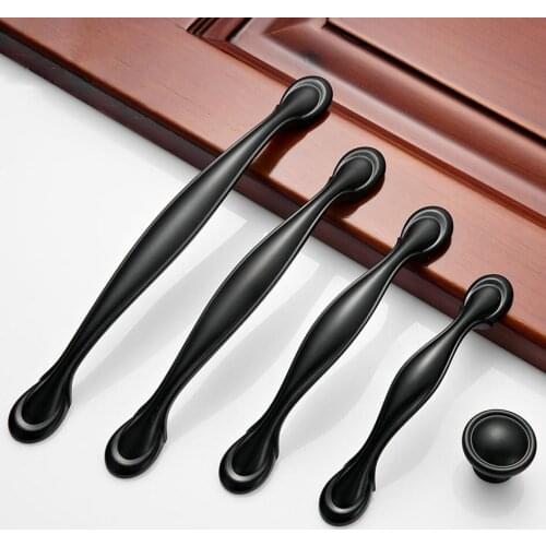 1pc Cabinet Handles and Knobs Antique Door Handles Black Drawer Pulls Carved European Kitchen Retro Table Furniture Handles