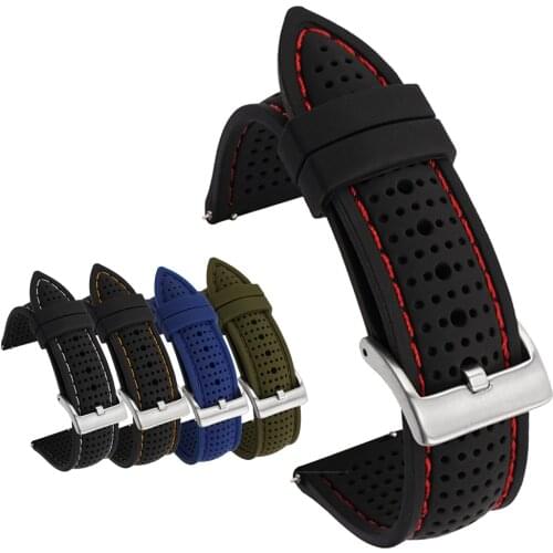 18mm 20mm 22mm 24mm Sport Silicone Watch Strap Quick Release Breathable Bracelet Band for Samsung Galaxy 42/46mm Huawei GT 2