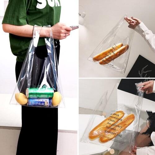 All-Match Pvc Shopping Bag Transparent Large Capacity Portable Unisex Purses Handbags Letter Reusable Shopper Shoulder Bags New