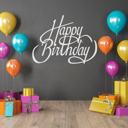 Happy Birthday Lettering Art Word Wall Sticker Vinyl Party Wall Decals Interior Design Home Decor Kids Room Nursery Gift 4654