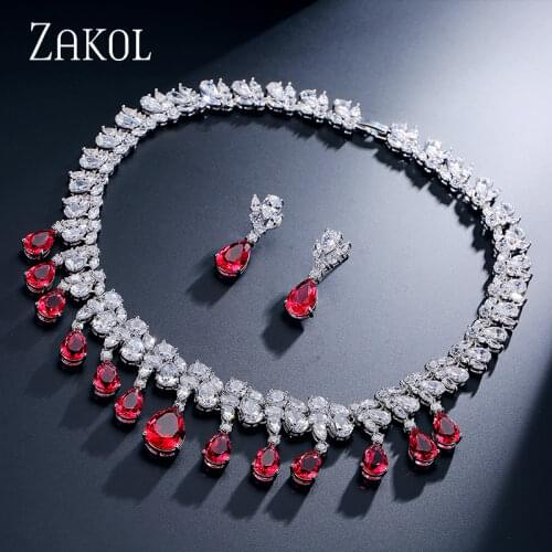 ZAKOL Gorgeous Marquise & Round Cubic Zirconia Jewelry Set Africa Style For Bridesmaid Dinner Dress FSSP067