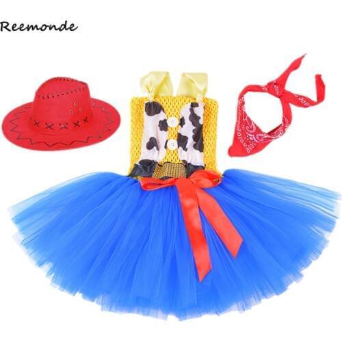 Toy 4 Jessie Girls Woody Tutu Dress Cosplay Costume Kids Sherif Woody Jumpsuit Uniform Jessie Bubble Princess Halloween
