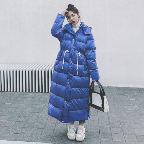 Womens Winter Down Padded Jacket Super Long Thicken Korean Fashion Casual High-quality Warm Loose Hooded Windproof Coat Female