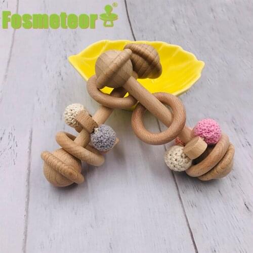 Fosmeteor 1pcs Trumpet Baby Rattles Beech Wooden Baby Rattle Crib Mobiles Wood Infant Bpa Free Baby Teether Toys Baby Rattle