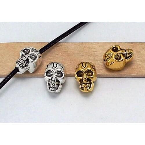 10pcs/lot Skull Tibetan Silver Bracelets Spacer Beads Handmade Decorative Metal Ball Beads DIY Jewelry For Men df4rs