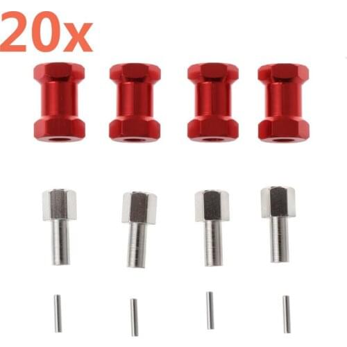 20pcs Metal Axle Widen 12mm Hexagon Wheel Adapter 20mm For 1/10 RC Crawler Cars TRX4 RC4WD D90 D110 Axial Scx10 90046