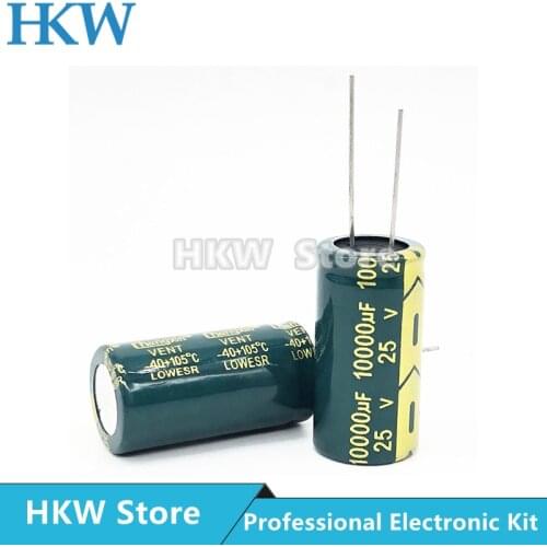 5pcs/lot 10000UF 25V 18*35mm High Frequency Low ESR / Impedance Aluminum Electrolytic Capacitor 10000uf25V 18X35 20