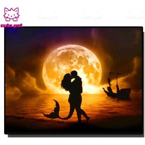 DIY diamond painting Mermaid love cross stitch full mosaic diamond embroidery square / round 5D handmade gift home decoration