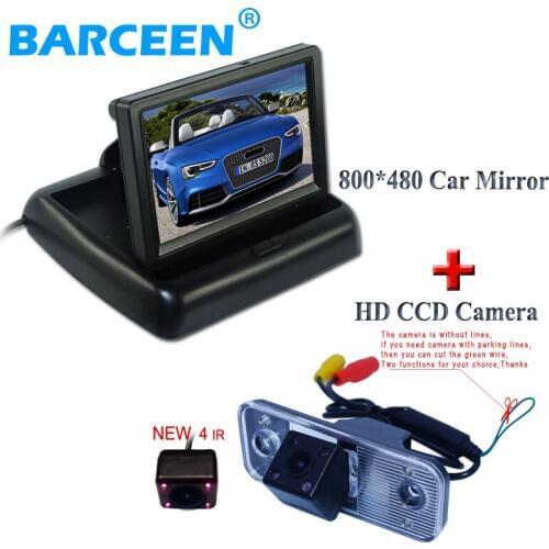Car rear reverisng camera +4.3"car backup monitor hd lcd foldable car parking set for Hyundai new Santafe Santa Fe Azera