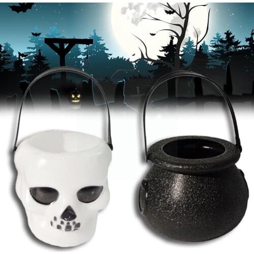 Halloween Candy Jar Candy Bucket Witch Skeleton Ghost Candy Bucket Jar Kids Black Toy Jar Children Halloween Witch K9I8