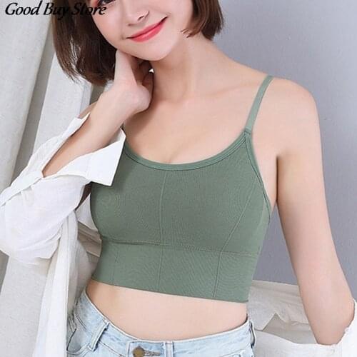 Padded Bandeau Bra Camisole Women Sexy Camis Summer Comfortable Crop Tops Fashion Spaghetti Strap Tube Top Knitted Croptops
