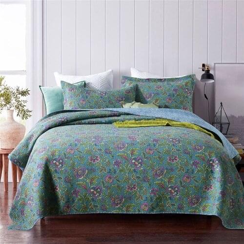 CHAUSUB Bedspread for Bed Cotton Quilts 3pcs Quilted Bed Cover Pillowcase Queen Size Reversible Blanket on Bed Summer Coverlets