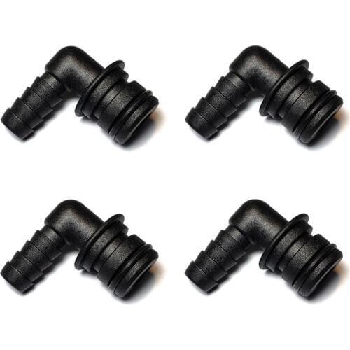 SURGEFLO / FLOJET 20381-024 Quad Port Fittings - 3/8" Hose Barb - 90° Elbow