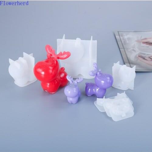 DIY Epoxy Mold 3d Elk with Antlers Pendant Silicone Mold Handmade Mirror Resin Molds Fondant Molds Soap Form Keychain Mold
