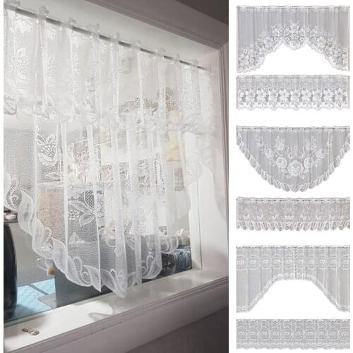 2PCS European White Translucent Curtain Warp Knitted Curtains Kitchen Tulle Lace Sheer Jacquard Bedroom Curtains