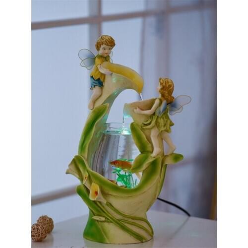 [HHT] Creative Angel Fish Tank Aquarium Living Room Desktop Ornaments Glass Tank Ecological Self-circulating Water Home Decor