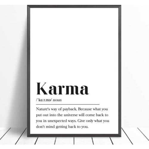 Karma Definition Print Happy Wall Art Canvas Painting Motivation Gift Typographyof Attraction Prints Decor Buddhism Poster Law