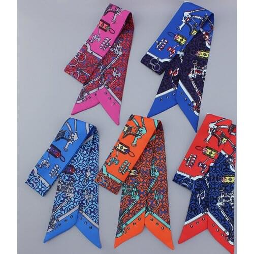 Classic Bag Scarf Fashion Twill Satin Print Scarf Ladies Luxury Brand Tied Handbag Ribbon Ladies Headscarf Headband MQ17