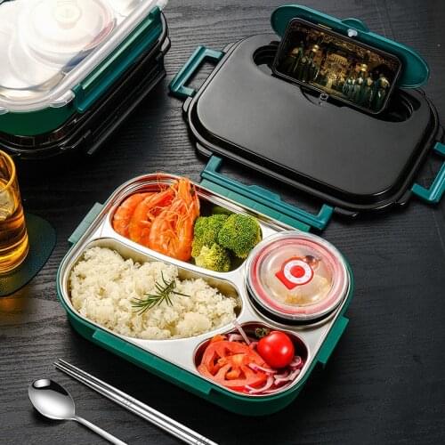 Stainless steel bento box with soup cup food storage containers kids thermal lunch box for school japanese food snacks box
