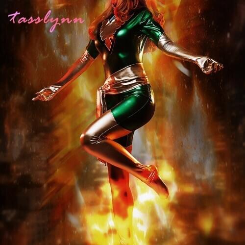 Red Black Green White Jean Grey Suit Phoenix Cosplay Costume X-Men Dark Phoenix Superhero Zentai Bodysuit Halloween Jumpsuits
