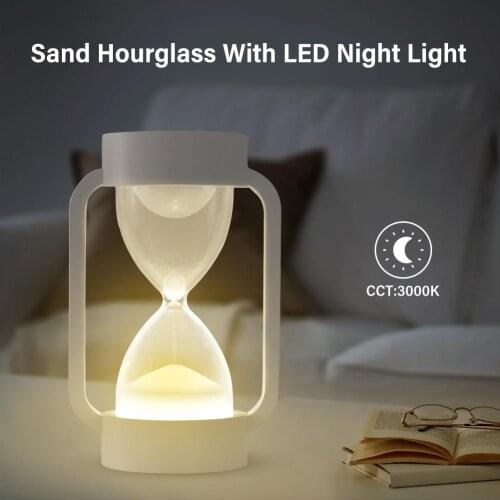 Creative LED Induction Night Light Hourglass Shaped Sleep Lamp Bedroom Living Room Study Home Decoration Timer Sand Clock Lamp