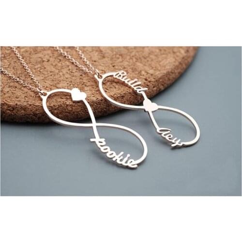 Hot Sale Stainless Steel Customized Name Any Fonts Personalized Jewelry Infinity Lover Two Names Necklace for Women Best Gift