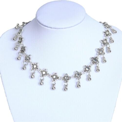 Hot Fashion Bohemia Bell Chokers Necklaces for Women Vintage Metal Flower Tassel Pendant Necklace Fashion Charm Wedding Jewelry