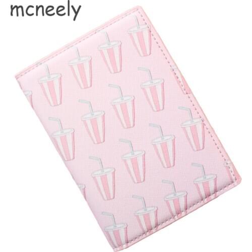 Mcneely Drink cup Passport Cover Pink Fashion Card Case Women Coke Cup Credit Card Holder Girls Travel Passport Holder 1pc