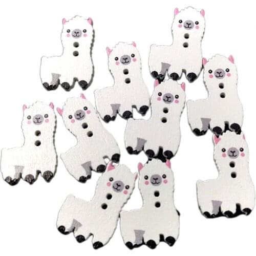 50Pcs Cute 2-Holes Buttons Eco-friendly DIY Alpaca Shape Decorative Sewing Buttons for Childrens Clothing Sewing Accessories