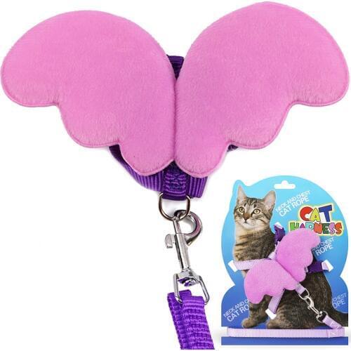 Small Dog Harness and Leash Set Angel Wing Pet Cat Vest Harness with Lace Mesh Padded for Small Puppy Dogs Chihuahua Yorkies