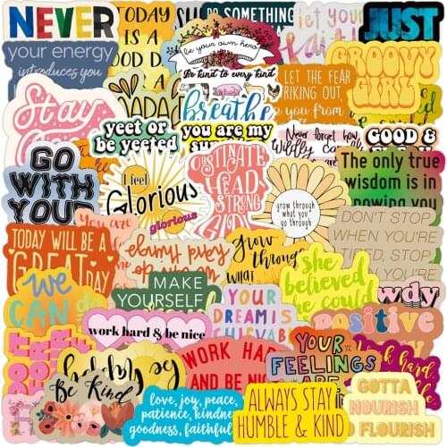 10/30/50/100PCS Motivational Phrases Graffiti Stickers Luggage Guitar Laptop Waterproof Cool Decals Sticker for Kids Toy Gifts