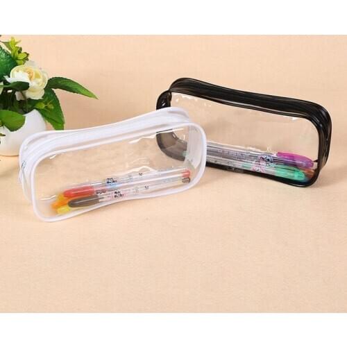 New 1 PCS Clear PVC Zipper Pen Pencil Case Big Capacity Pencil Bag Makeup Pouch With Zipper For School Office Stationery