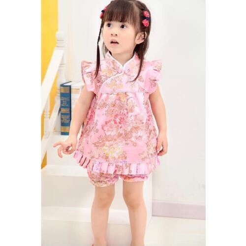 2020 New Chinese Year Baby Clothes Sets Qipao Suit toddler outfits baby Girl Jumper girls dress pant suit bebe summer clothes