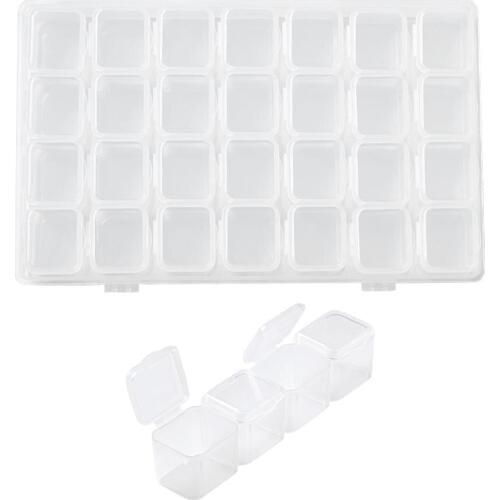 Pandahall 28 Single Slot Plastic Beads Storage Box Multi-function Nail Container Case Organizer Jewelry Display Pill Case