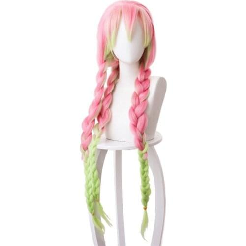 Anime Demon Slayer: Kanroji Mitsuri Cosplay Kimetsu no Yaiba Role Playing Wigs Halloween Cosplay Wigs Nezuko Tanjirou Zenitsu