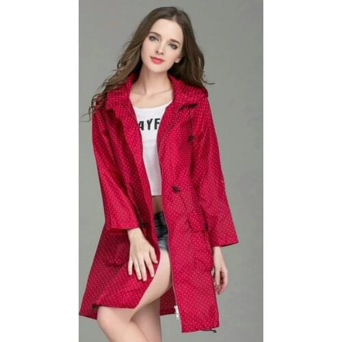 3 Colors New Fashion Women Raincoat With Hood Foldable Cuffs Laydies Dress Style Rain Coat Waterproof Rainwear Jacket