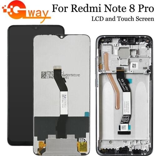 New 6.53" For Xiaomi Redmi Note 8 Pro LCD Display Touch Screen Digitizer With Frame For Redmi Note 8 Pro Mobile Replacement
