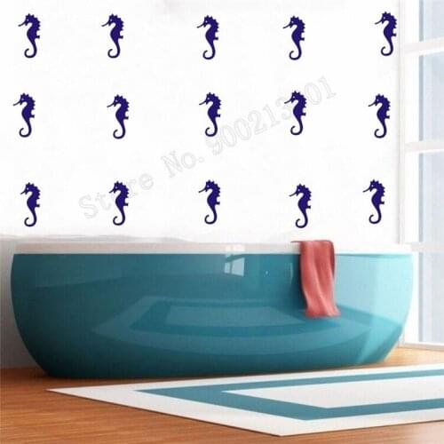 Room Decoration Bathroom Shower Wall Sticker Little Seahorse Small Pattern Decor Vinyl Removeable Ornament Kids Decal LY535