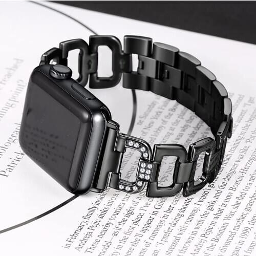 Jewelry Watchbands For Apple Watch 6 SE Band 44mm 40mm Strap iWatch 5 4 Bling Bracelet For Applewatch 3 42mm 38mm Metal Bands