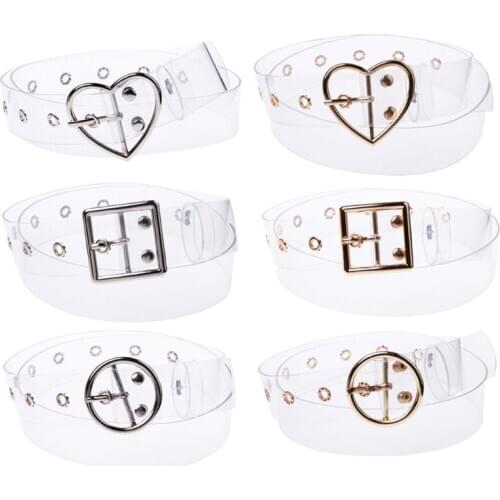 Women Transparent Wide Belt Pin Belt Buckle Invisible Clear Waist Belt Fashion 449B