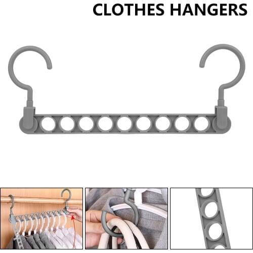 1pcs Multifunctional Folding Hanger Nine Hole Rotating Magic Hanger Wardrobe Drying Clothes Hanger Scarf Clothes Storage