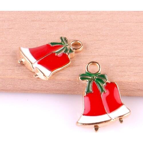10Pcs/Lot Cute Christmas Jingle Bell Charms Finding Metal Christmas Day Decoration Gift Jewelry Dropshipping