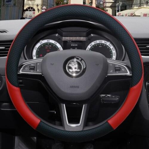 100% DERMAY Brand Leather Car Steering Wheel Cover Anti-slip for Skoda Rapid Spaceback Auto interior Accessories