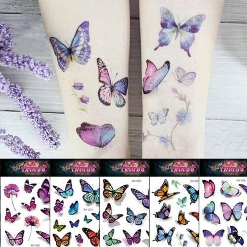 105*150mm Tattoos Sticker for Women Body Art Tattoo Sticker 3D Butterfly Rose Flower Feather Tattoo Waterproof Christmas Gift