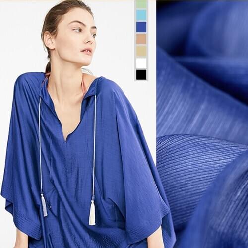 140CM Wide 12MM White Blue Black Solid Color Silk & Ramie Fabric for Summer Dress Coat Jacket E1041