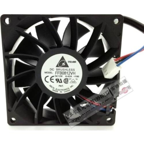 Detla Electronics FFB0812VH F00 DC 12V 0.42A 80x80x25mm 3-Wire Server Cooling Fan