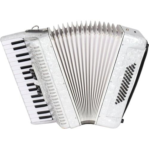 34 Key 48 Bass Accordion Musical Instrument White Pattern Keyboard With Bag/Wipe/Gloves/Shoulder Strap
