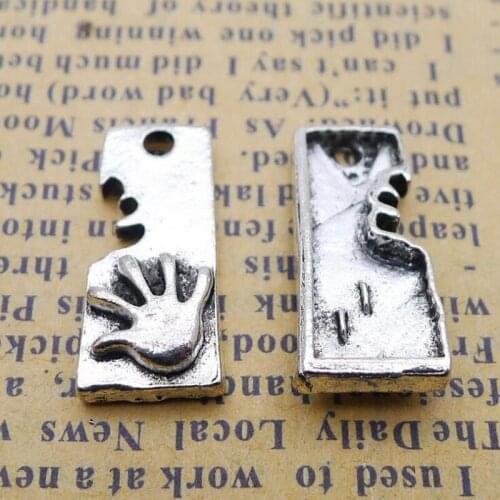 40pcs Tibetan Silver Plated Palm Print Charms Pendants For Bracelet Necklace Jewelry Making DIY Handmade Craft 18x13mm