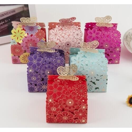 50pcs Butterfly Candy Box Favor And Gift Box Laser Cut Chocolate Box For Guest Wedding Christmas Birthday Party Decoration