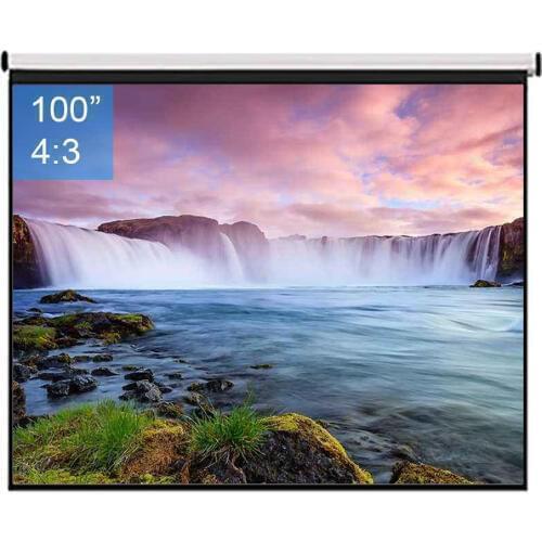 100inch 4:3 Wall Mounted Matte White Fabric Fiber Glass Pull Down HD Screen Canvas LED Projector Screen For Home Theater